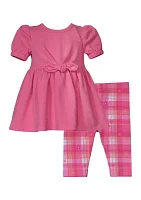 Baby Girls Bow Front Top and Printed Leggings Set