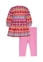 Baby Girls Multi Heart Printed Top and Leggings Set