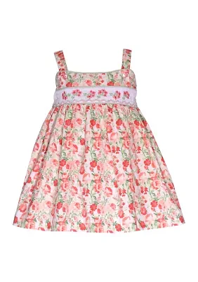 Toddler Girls Smocked Floral Printed Dress