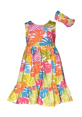 Toddler Girls Printed Knit Dress with Headband