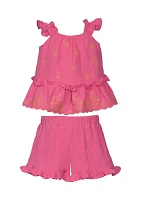 Toddler Girls Two Piece Floral Gauze Set