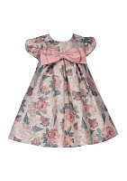 Toddler Girls Floral Printed Jacquard Dress