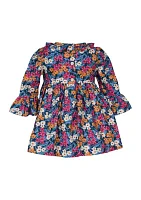 Toddler Girls Floral Printed Smocked Dress