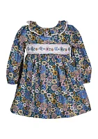 Toddler Girls Floral Printed Smocked Dress