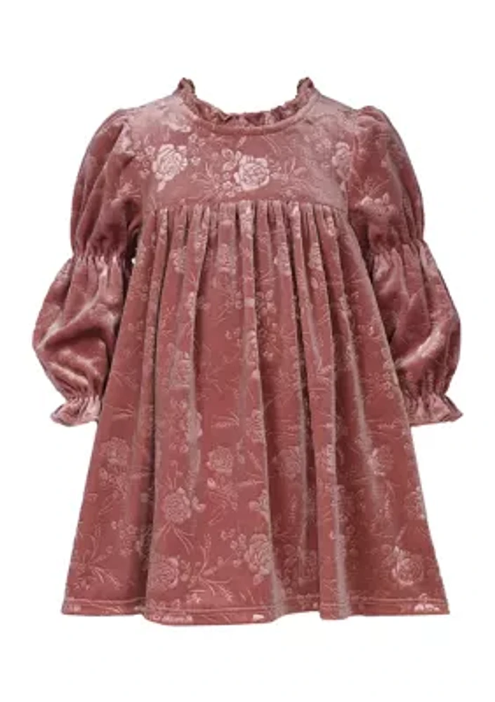 Toddler Girls Embroidered Velvet Dress