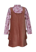 Toddler Girls Jumper Dress with Printed Top