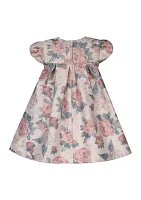 Baby Girls Floral Printed Jacquard Dress