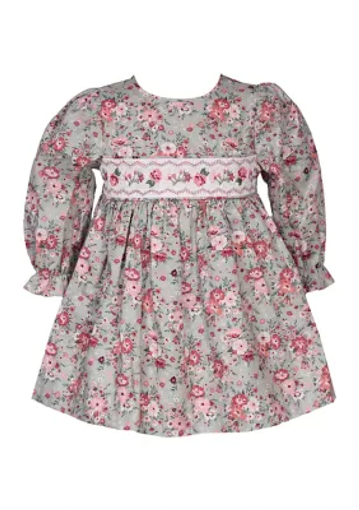 Baby Girls Printed Smocked Dress