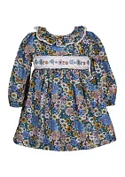 Baby Girls Floral Printed Smocked Dress