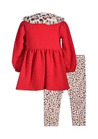 Toddler Girls Hacci Collar Top and Printed Leggings Set