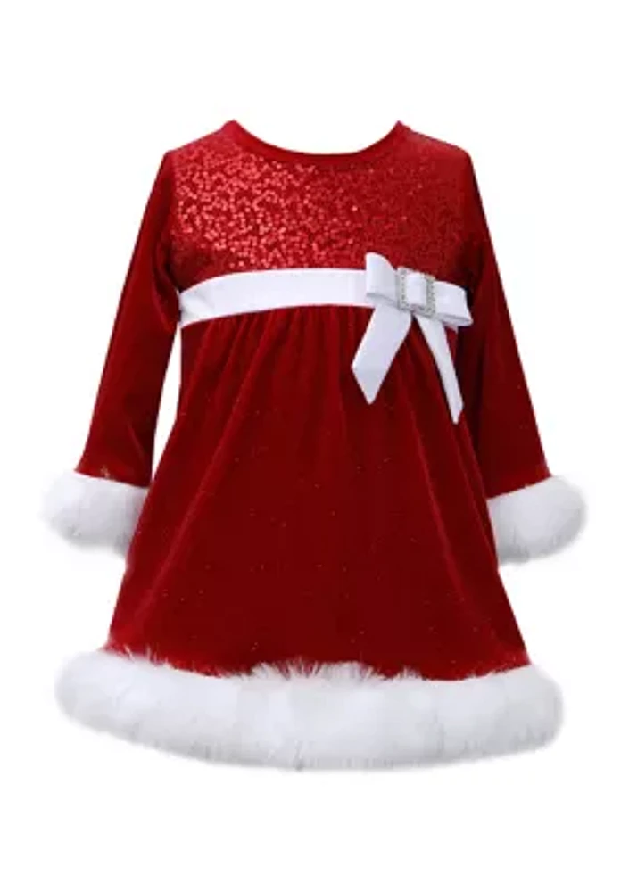 Toddler Girls Stretch Santa Sequin Dress