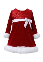 Toddler Girls Stretch Santa Sequin Dress