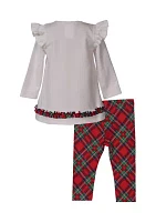 Toddler Girls Ruffled Reindeer Appliqué Set