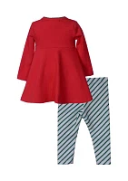 Toddler Girls Nutcracker Appliqué Top and Striped Leggings Set