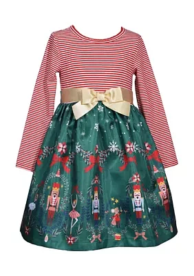 Toddler Girls Striped Nutcracker Printed Dress