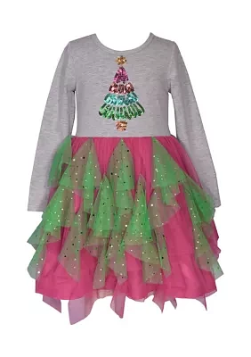 Toddler Girls Sequin Tree Ruffle Dress