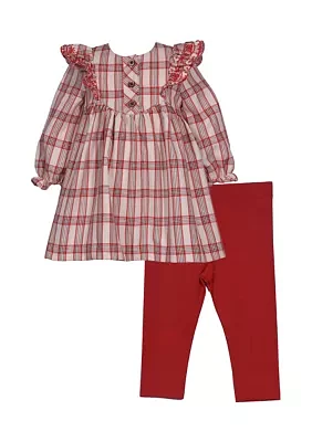 Toddler Girls Long Sleeve Plaid 2 Piece Set