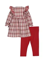 Toddler Girls Long Sleeve Plaid 2 Piece Set