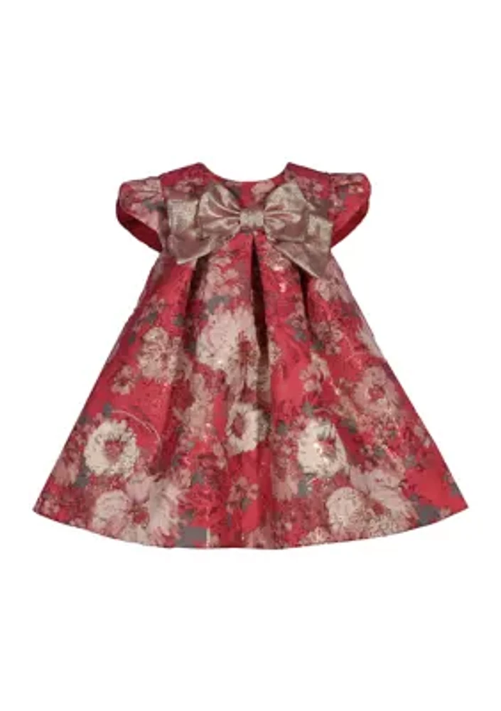 Toddler Girls Metallic Floral Printed Dress