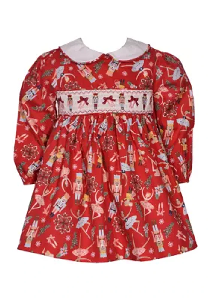 Baby Girls Smocked Nutcracker Printed Dress