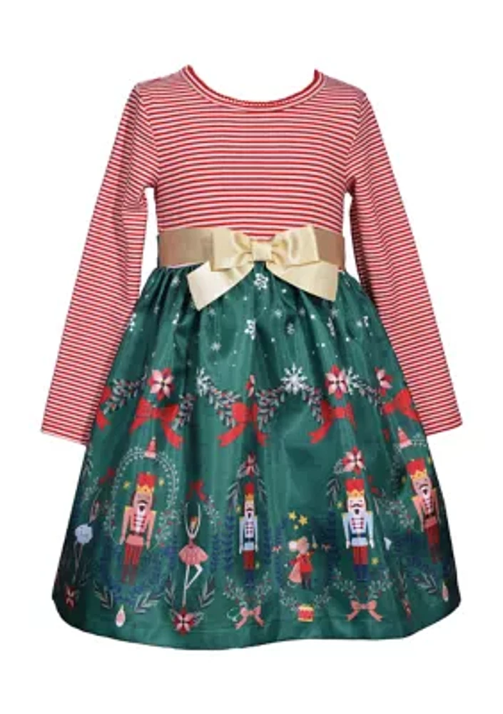 Baby Girls Striped Nutcracker Printed Dress