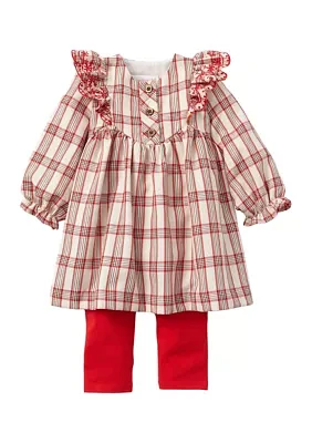 Baby Girls Long Sleeve Plaid 2 Piece Set