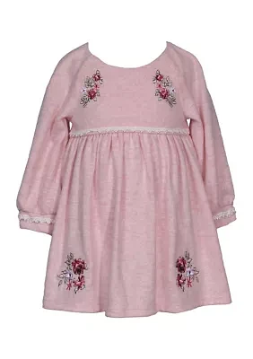 Baby Girls Hacci Embroidered Dress