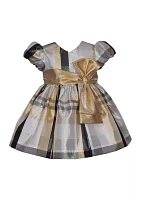 Baby Girls Plaid Printed Bow Dress