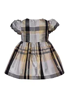 Baby Girls Plaid Printed Bow Dress