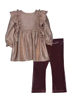 Baby Girls Ruffle Top and Velvet Pants Set