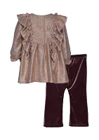 Baby Girls Ruffle Top and Velvet Pants Set