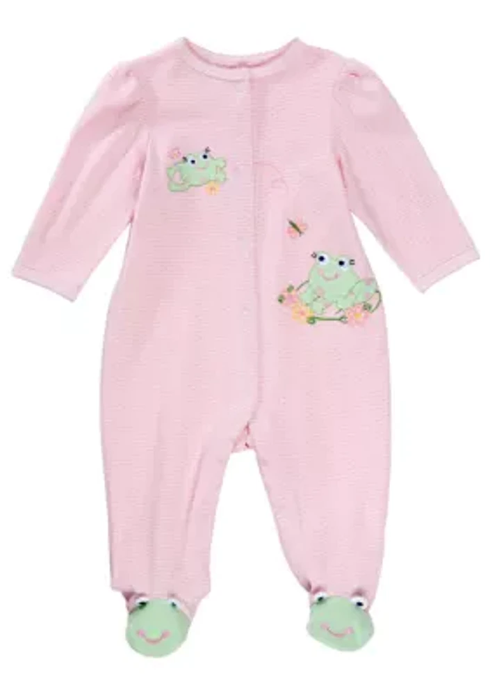 Baby Girls Frog Stretchie Jumpsuit