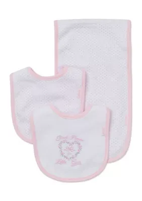 3-Piece 'Thank Heaven for Little Girls' Bibs and Burp Cloth Set