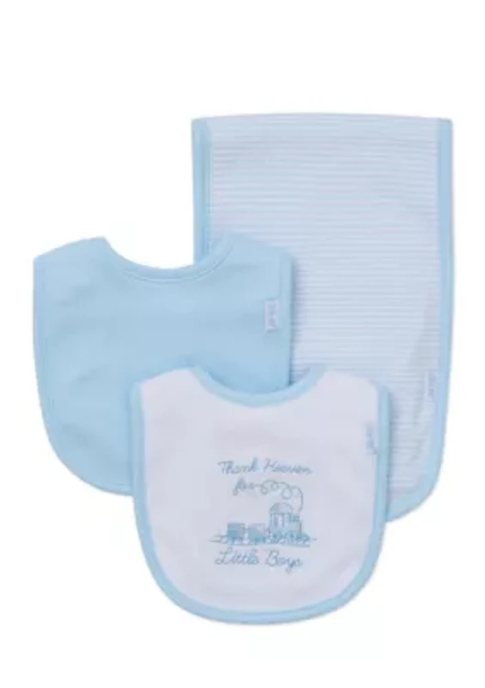 3-Piece Thank Heaven Bibs and Burp Cloth Set