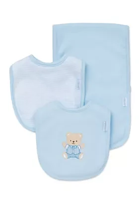 3-Piece Cute Bear Bibs and Burp Cloth Set