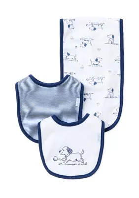 3-Piece Puppy Bibs and Burp Cloth Set