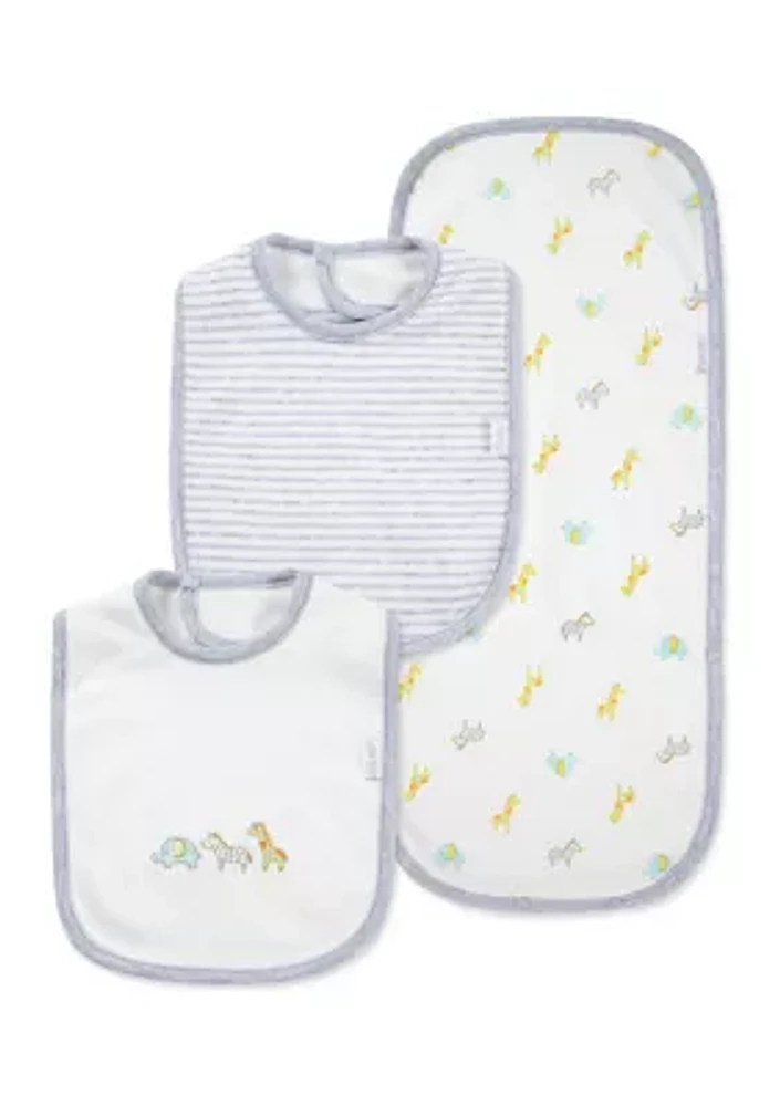 Baby Boys Safari Bib and Burp Set