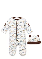 Baby Boys White Puppy Footie Set