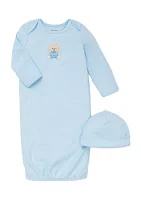 2-Piece Cut Bear Gown and Hat Set