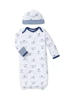 2-Piece Puppy Sleeper Gown and Hat Set