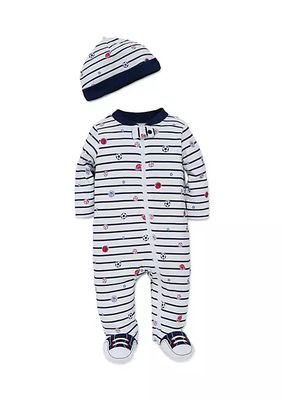 Baby Boys Sports Star Footie and Hat Set