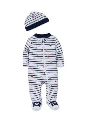 Baby Boys Sports Star Footie and Hat Set