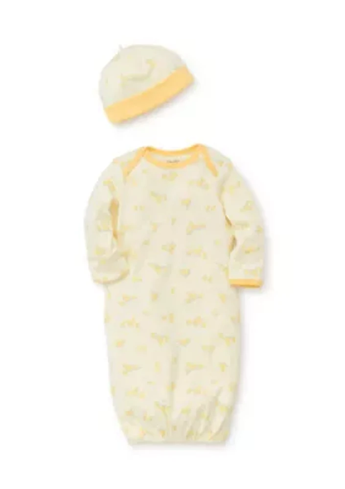 Baby Boys Little Ducks Gown with Hat Set 