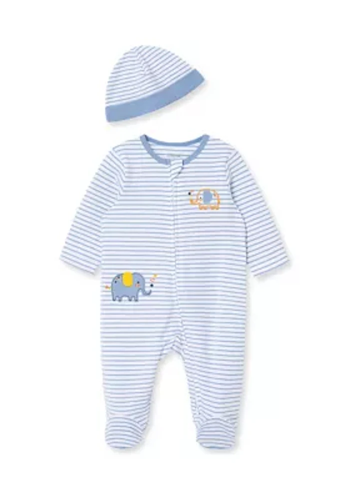 Baby Boys Elephant footie with Hat