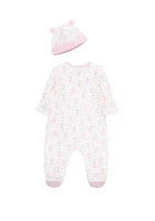 Baby Girls Joyful Bear Footie and Hat Pajama Set