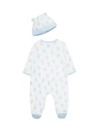 Baby Boys Happy Bear Footie and Hat Pajama Set