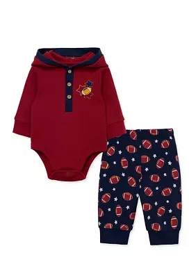 Baby Boys Football Printed Bodysuit and Pants Set