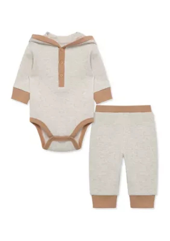 Baby Boys Oatmeal Bodysuit and Pants Set