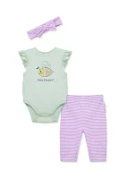 Baby Girls Bunny Bodysuit and Leggings Set with Headband