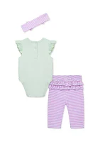 Baby Girls Bunny Bodysuit and Leggings Set with Headband